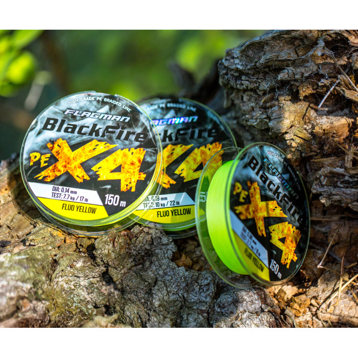 Шнур Flagman BlackFire PE X-4 150м 0.12мм Fluo Yellow