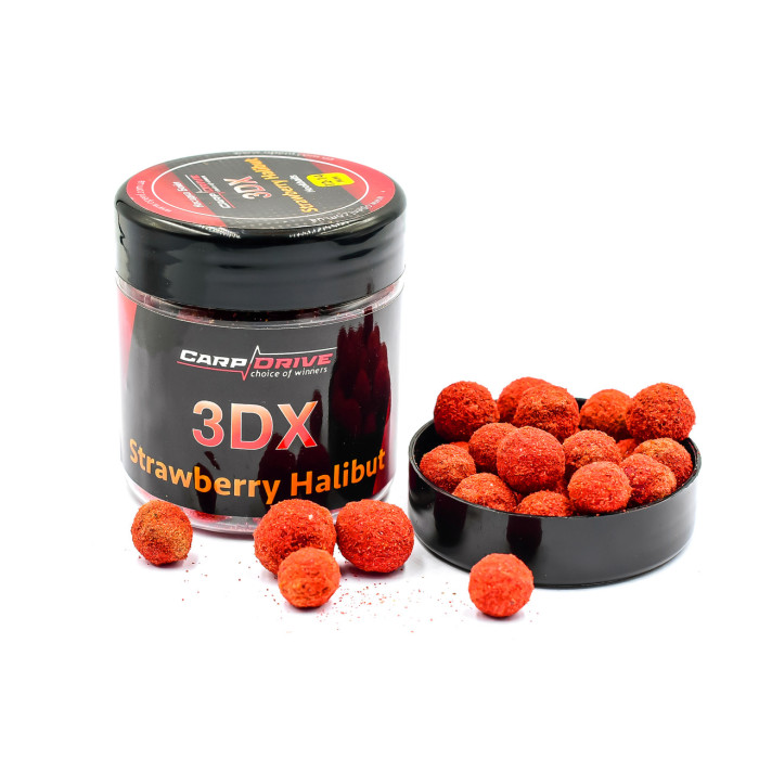 Насадкові бойли, бойли на коропа, бойли 3DX Полуниця Халібут(Strawberry Halibut) 12-14мм Carp Drive 100 гр.