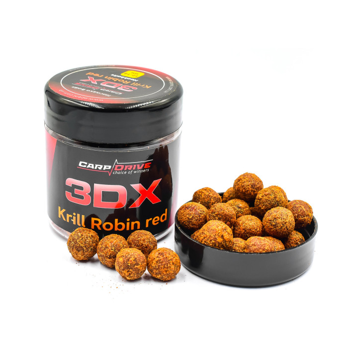 Насадкові бойли, бойли на коропа, бойли 3DX Криль Робін ред (Krill Robin red) 12-14мм Carp Drive 100 гр.