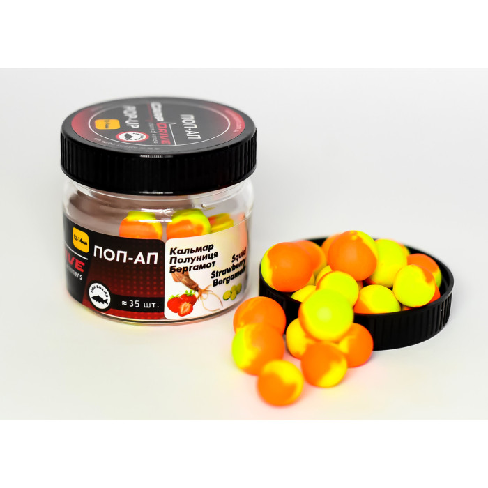 Плаваючий Бойл, поп ап мікс Кальмар Полуниця Бергамот (Squid Strawberry Bergamot ) 12-14 мм Carp Drive