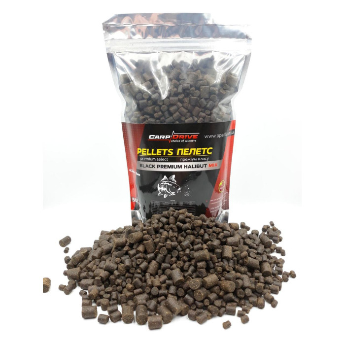 Пелети Pellets Black Premium Halibut (преміум класу) Carp Drive Mix 4.5 - 8мм 900 г