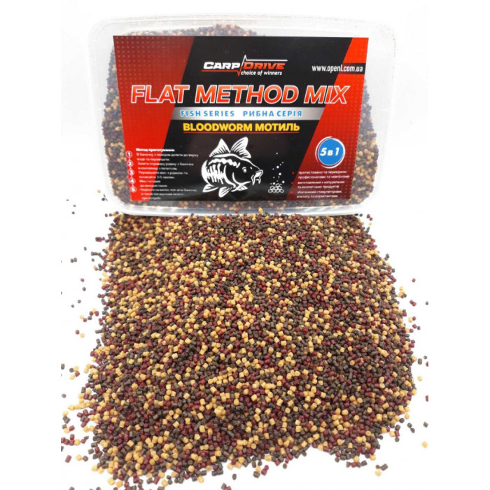 Методний  пелетс, метод мікс Bloodworm (Мотиль) Carp Drive 3 в 1
