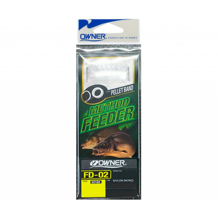 Гачок с поводком Owner Method Feeder Rig Pellet Band FD-02 №8