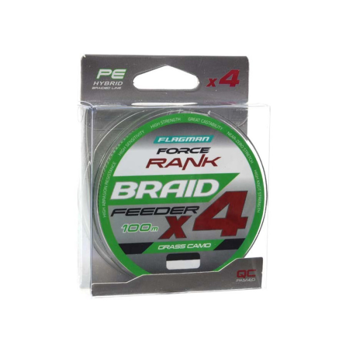 Шнур Flagman Force Rank Feeder Braid Х4 Grass Camo 100м 0.14мм