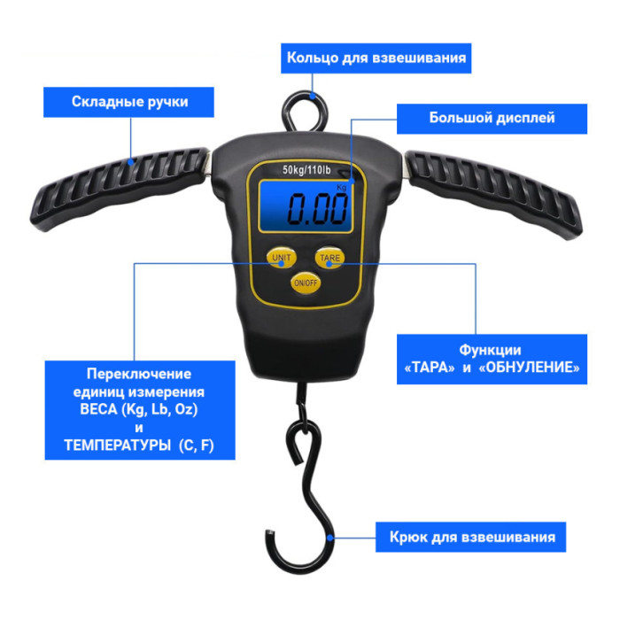 Електронні рибальські ваги з розсувними ручками World4Carp T-Line Sliding Digital Scales, 50 кг