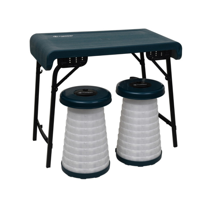 Стіл із двома стільцями Forrest Camper Set x 2 LED Compact Series Green