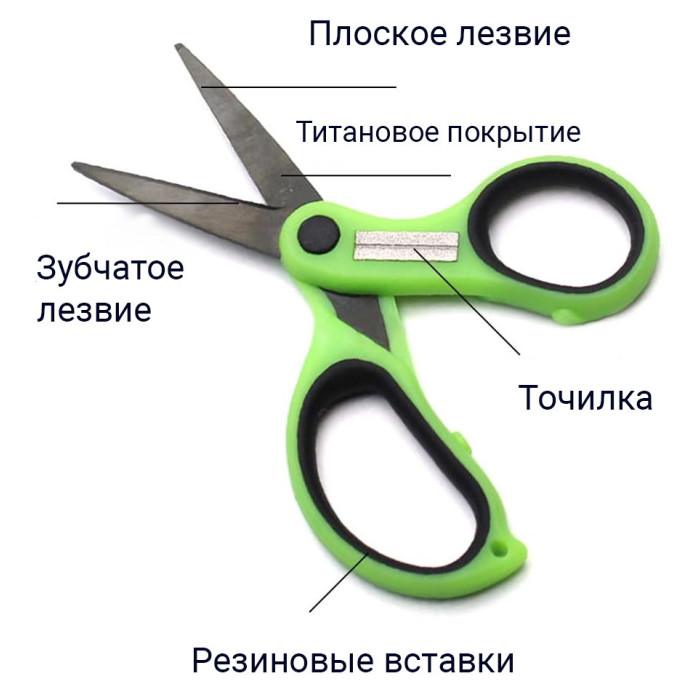Рибальські ножиці з точилкою для гачків W4C FISHING SCISSORS WITH HOOK SHARPENER