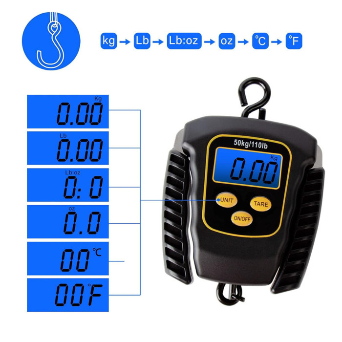 Електронні рибальські ваги із розсувними ручками World4Carp T-Line Sliding Digital Scales, 50 кг