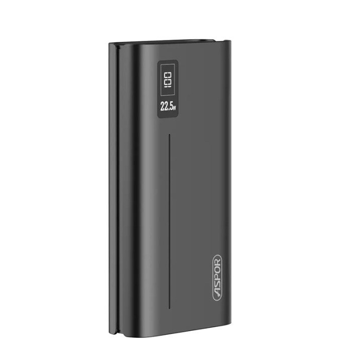 Power Bank Aspor A336 Fast Charge 20000mAh (2USB/Type-C/Micro/22.5W)- чорний (900183)