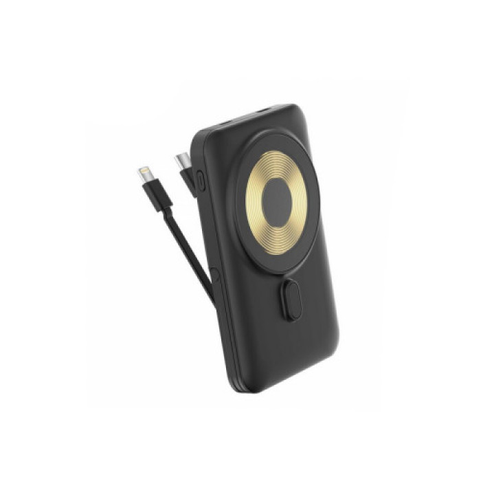 Power Bank Aspor A327 Magnetic Wireless 10000mAh+cable (USB/Lightning/Type-C/22.5W)- чорний (900150)