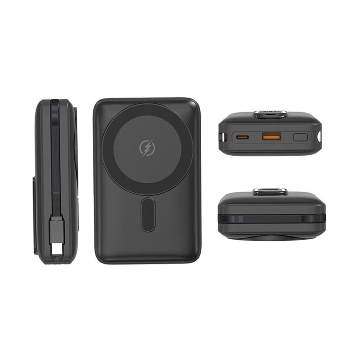 Power Bank Aspor A386 Magnetic Wireless 20000mAh (USB/Type-C/22.5W)- чорний (900182)